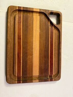 Striped Wooden Cutting/Serving Board - Multi-Tone